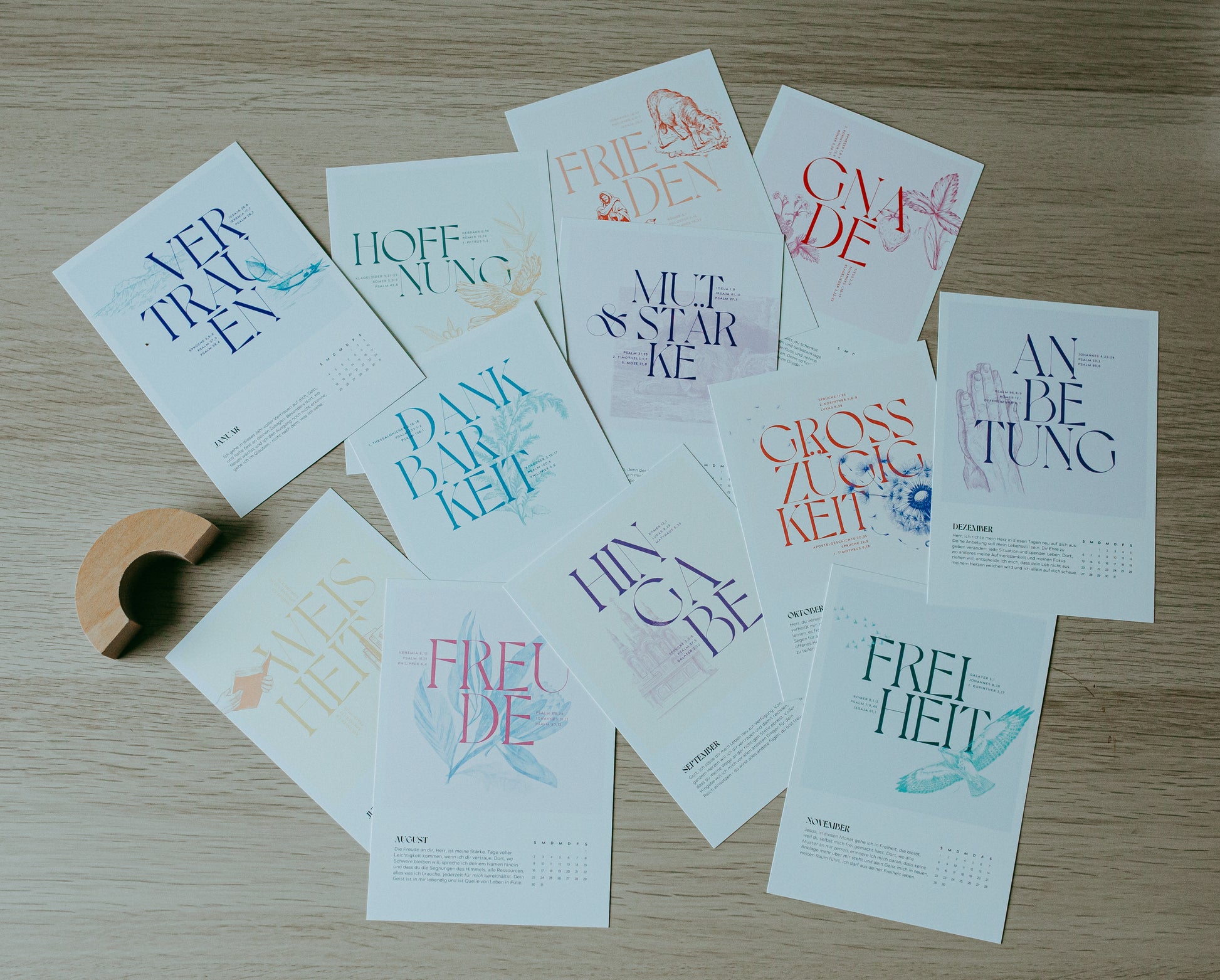 12 Worte für 2026 – Postkartenkalender